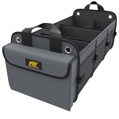 MIKKUPPA Car Trunk Organizer - 100L Large Car Organizer, 1680D Oxford Collapsible Suv Trunk Storage with 2 Adjustable Straps for Auto, Truck, Suv (Gray) - color: Gray, size: No Cooler