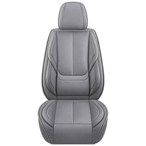 MINGBRON Front Car Seat Covers, Leather Car Seat Covers, Fit for Most Cars SUV and Most Sedan Grey - color: Grey 3, size: 2 Seat Covers (Front Only)