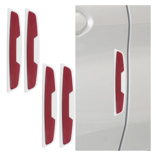 Craedli 4PCS Car Door Edge Guards Protector, Anti-Scratch Car Door Self Adhesive Anti-Collision Trim Strip Auto Side Door Protector, Universal Auto Body Bumper Guard for Cars SUV Truck (White&Red) - color: White&Red