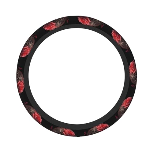 Gothic Rose Blood Skull Universal Steering Wheel Covers, Cute Car Accessories for Women Girls Car Truck - color: Gothic Rose Blood Skull