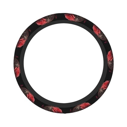 Gothic Rose Blood Skull Universal Steering Wheel Covers, Cute Car Accessories for Women Girls Car Truck - color: Gothic Rose Blood Skull