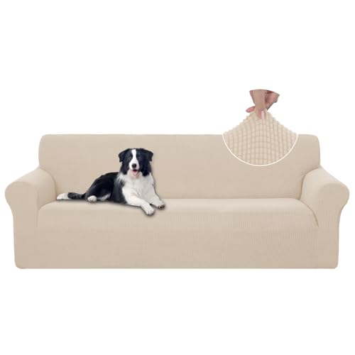 U-NICE HOME 4 Seater Stretch Couch Cover Sofa Cover Washable Sofa Slipcover Furniture Protector for 3 Cushion Couch Sofa Pet Friendly, Beige - color: Beige, size: Xxl Sofa
