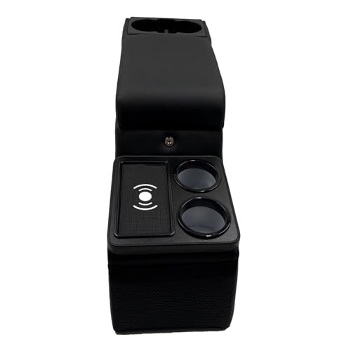 Truck Center Console Truck Seat/Bench Organizer with Wireless Charging and Holder Cups for Jeep CJ5 1976-1983,Jeep CJ7 1976-1986,Jeep Wrangler(YJ) 1987-1995 (Black) - color: Black
