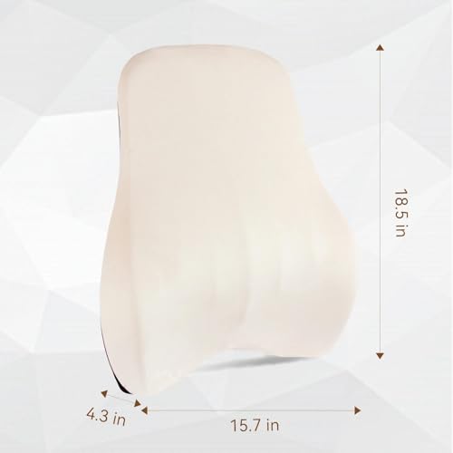 1Pcs White Lumbar Support Pillow Multi-Functional Back Cushion For Car,Office Chair, Or Gaming Chair Use,100% Memory Foam Back Cushion For Lower Back Pain,Breathable Micro-Channel Design-Ergonomic.