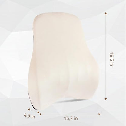 1Pcs White Lumbar Support Pillow Multi-Functional Back Cushion For Car,Office Chair, Or Gaming Chair Use,100% Memory Foam Back Cushion For Lower Back Pain,Breathable Micro-Channel Design-Ergonomic.