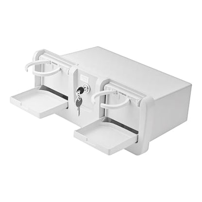 Pactrade Marine Boat Pontoon Yacht Storage Compartment Durable Standard Lightweight Lockable ABS Locking Plastic Glove Box White Spacious with Keys (White, with 2 Cup Holders & Keys) - style: White, With 2 Cup Holders & Keys