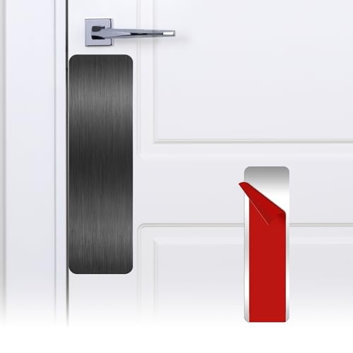 1 PCS 4"x14" Door Protector from Dog Scratching, Self-Adhesive Stainless Steel Door Kick Plate with Rounded Corners, Anti-Scratch Guard for Dogs & Cats, Brushed Fingerprint-Resistant Finish（Black) - color: Brushed Black, size: 4"*14"(1 PCS)