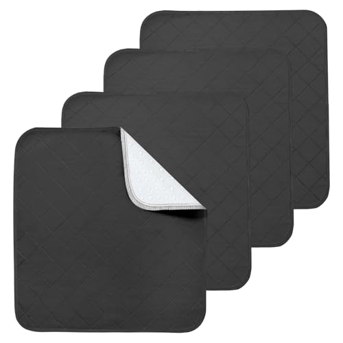 Waterproof Chair Pads for Incontinence, 4 Pack Reusable Seat Protector Pads 22" x 21", Washable Chair Protector Seat Cover, Absorbent Incontinence Pad for Bed, Wheelchair, Kid & Pet - Black - color: Black, size: 22" x 21"