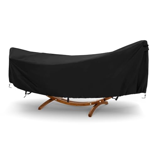 Hammock Cover,400D Upgraded Waterproof Hammock Cover for 11-12 Ft Hammock with Including Adjustable Buckle Strap,150" L x 59" W x 31" H-Black