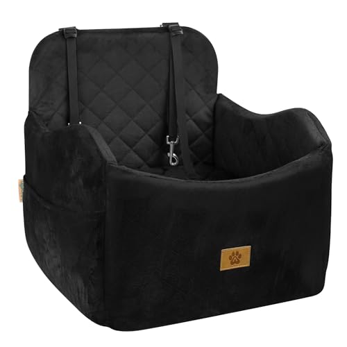 Dog Car Seat for Small/Medium Dogs, Detachable Washable Dog Booster Car Seat Under 35lbs, High-Support Memory Foam,Travel Bed with Storage Pockets - color: Black