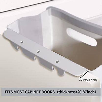 Hanging Collapsible Trash Can - 9L Wall Mounted Foldable Waste Bin for Kitchen Cabinet Door - Quickly Clean Counter, Sink, Bathroom - RV, Car, Camping Folding Garbage Basket (White) - color: White