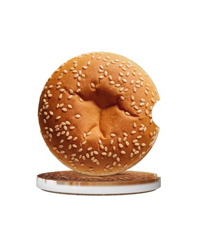 Car Cup Holder Coasters, 2 Pcs Ceramic Coasters with Cork Back and Finger Slot, Anti-Slip Shock Absorbing Woman and Men Universal Car Accessories - Burger Bun - color: Burger Bun