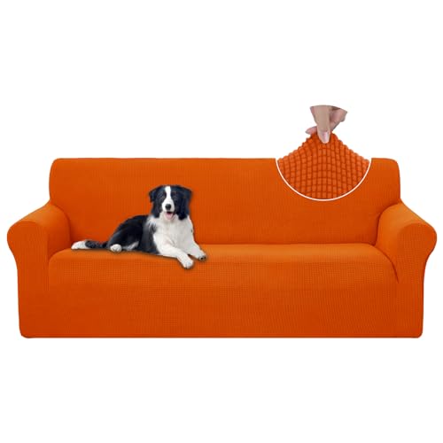 U-NICE HOME Stretch Couch Cover Sofa Cover Sofa Slipcover Furniture Protector for 3 Cushion Couch Sofa Pet Friendly(Sofa, Orange) - color: Orange, size: Sofa