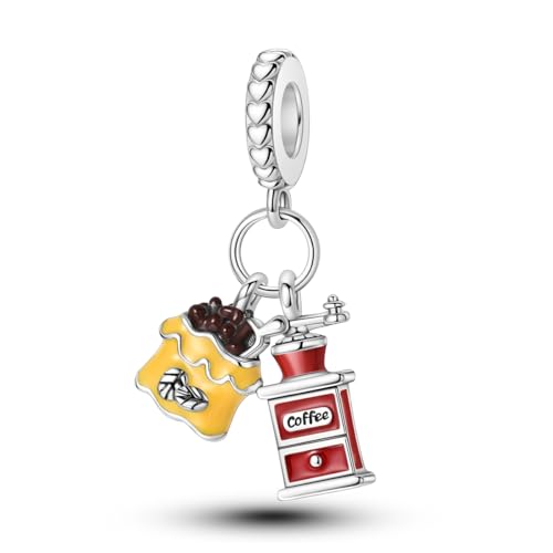 NARMO Charms for Bracelets 925 Sterling Silver Star Dangle Charms Car Keys Lipstick Dangle Charm Beads for Women Bracelets Necklace - color: Coffee Machine