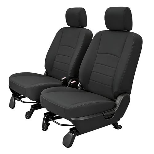 Front Heavy-Duty High-Density Composite Fabric Seat Covers for Dodge Ram 1500 (2009-2018) & 2500 (2010-2018), Waterproof & Foam Padded, Easy to Install & Clean - Black - size: Front