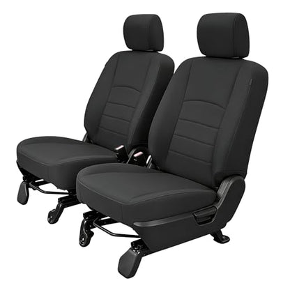Front Heavy-Duty High-Density Composite Fabric Seat Covers for Dodge Ram 1500 (2009-2018) & 2500 (2010-2018), Waterproof & Foam Padded, Easy to Install & Clean - Black - size: Front