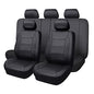 Flying Banner car seat Covers Protects Water Proof Faux Leather Carbon Fiber Front and Rear Bench (Black Black, Full Set - 9PCS) - color: Solid Black, size: Full Set -- 9PCS