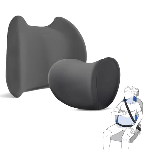 Lumbar & Neck Support Pillow Kit - Gray - Back & Neck Support Pillow for Car & Office Chair - Memory Foam Pillow - Ergonomic Pillow for Neck & Back Pain Relief - color: Gray