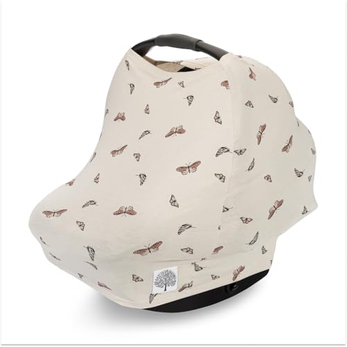 Parker Baby 4 in 1 Car Seat Cover for Girls and Boys - Stretchy Carseat Canopy, Nursing Cover, Grocery Cart Cover, High Chair Cover - "Butterfly" - color: Butterfly