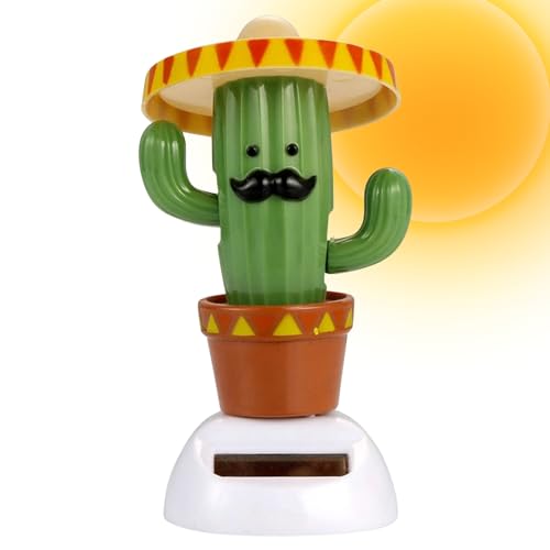 Solar Powered Dancing Cactus – Sun Power Swinging Animated Bobble Dancer Solar Figurine for Car Dashboard Dancing Cactus Holiday Car Decoration Solar Figures for Office Home Desk