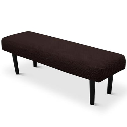 Stretch Bench Seat Cover, Reusable Slipcover for Dining Room & Bedroom, Removable Washable Rectangular Bench Covers, Elastic Fit for Home Furniture (Twill Coffee) - color: Twill Coffee