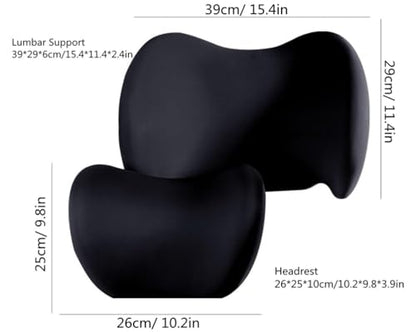 Car Lumbar Support Pillow and Car Neck Pillow Kit, Ergonomic Car Seat Headrest & Lumbar Cushion with Adjustable Strap for Neck Back Pain Relief, for Office Chair/Truck/Wheelchair (Gray) - color: Gray