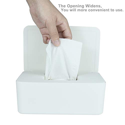 Diaper Wipes Dispenser, Tissue Storage Box Case, Wet Wipe Dispenser Holder with Lid for Home, Office, Cars (White) - color: White