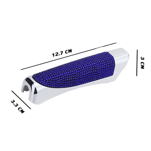 Car Handbrake Cover Bling Diamond Handbrake Housing, Cars Shift Gear Handbrake Covers, Rhinestone Handbrake Shell Pull Handle Protective Collars for Most Cars - color: blue
