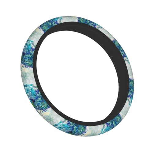 Peacocks and flowers Steering Wheel Cover,Warm in Winter and Cool in Summer,15 in Universal Accessory for Diverse Car Fashion Elastic Breathable Silicone Anti-Slip Decor Cover for Men Women - color: Peacocks And Flowers