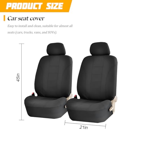Car Seat Covers for Front Seat, Polyester Breathable Washable Elastic, Vehicle Seats Protector with Removable Headrest, Universal for Most Vans, Trucks, SUVs (Black) - color: Black
