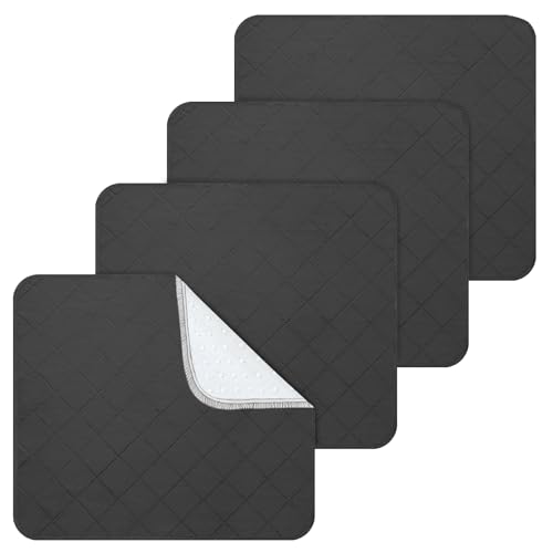 Waterproof Chair Pads for Incontinence, 4 Pack Reusable Seat Protector Pads 18" x 16", Absorbent Wheelchair Pad Covers, Washable Chair Pads for Adults, Kids & Pets - Black - color: Black, size: 18" x 16"