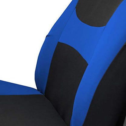 FH Group Automotive Seat Covers Light & Breezy Flat Cloth Full Set - Universal Car, Truck, SUV, or Van (Blue/Black) FB030115 - color: Dark Blue