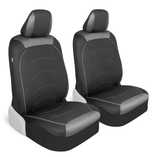 Motor Trend Front Seat Covers for Cars Trucks SUVs & Vans – Premium Cloth Bucket Seat Covers with Removable Headrest Compatibility, Universal Fit Automotive Interior Protectors, Black - color: Black Front Seats