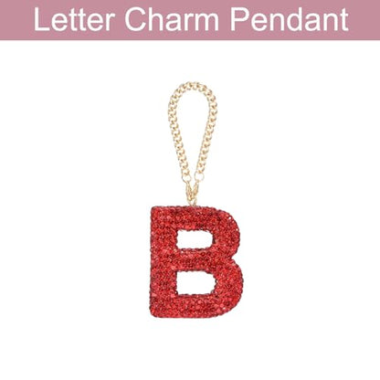 MECCANIXITY Bling Car Letter Charm, Initial B Letter Interior Car Rear View Mirror Decoration Hanging Crystal Ornaments for Women Bags Water Cup DIY Craft, Red - style: Letter B