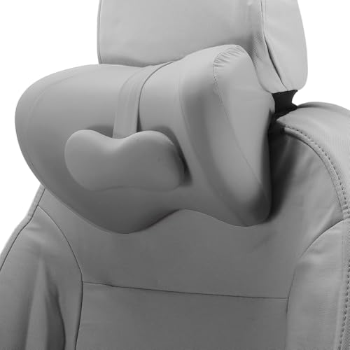 Car Headrest Pillow Ergonomic Comfortable Neck Support Pillow Milk Silk Fabric and Memory Foam Bandage Adjustable Width Grey Set of 1 for Driving - color: Gray
