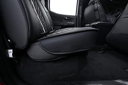 Tomatoman Tacoma Truck Rear Seat Covers 2005-2024 2025 2026 Access Double Cab TRD Sport Offroad Limited SR5 V6 Back Car Cushions with Waterproof Faux Leather(Rear Seat/Black-White) - color: Rear Seat/Black-White
