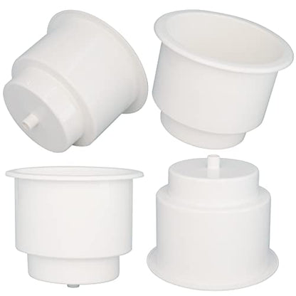 Yuanhe White Plastic Cup Drink Holder Insert with Drain for Boat Car Marine Rv, 4PCS - size: 4PCS