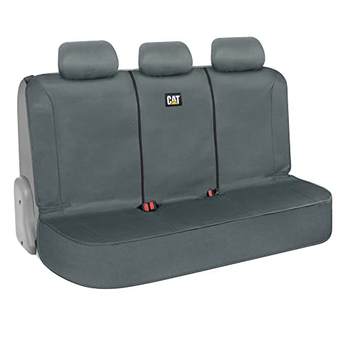 CAT Flexfit Gray Rear Seat Cover for Cars, SUVs & Mid-Size Pickup Trucks - Durable 60/40 Split Rear Bench Seat Protector, Back Seat Cover, Interior Auto Accessory, Not for Full-Size Pickup Trucks - color: Rear Seat Gray
