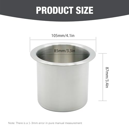 Anxingo 2 Pcs Stainless Steel Cup Holder, Silver Poker Table Drink Holder, Drop-in Cup Drink Holder for Yacht Boats RV Cars and Trucks