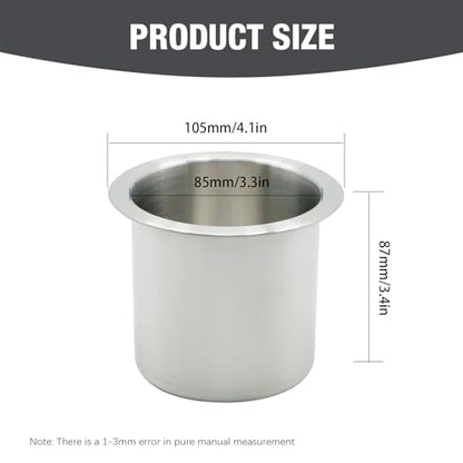 Anxingo 2 Pcs Stainless Steel Cup Holder, Silver Poker Table Drink Holder, Drop-in Cup Drink Holder for Yacht Boats RV Cars and Trucks