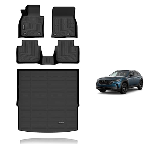 KELCSEECS Floor Mats & Cargo Liner for 2023-2026 Mazda CX50 (Not for Hybrid), All Weather Protection TPE Floor Liners Front & Rear Row Full Set Accessories Black - style: 25) For 2023-2026 CX50 Full Set