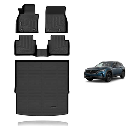 KELCSEECS Floor Mats & Cargo Liner for 2023-2026 Mazda CX50 (Not for Hybrid), All Weather Protection TPE Floor Liners Front & Rear Row Full Set Accessories Black - style: 25) For 2023-2026 CX50 Full Set