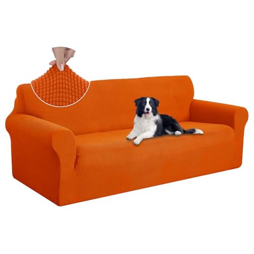 U-NICE HOME Stretch Couch Cover Sofa Cover Sofa Slipcover Furniture Protector for 4 Cushion Couch Sofa Pet Friendly(Oversized Sofa, Orange) - color: Orange, size: Xl Sofa