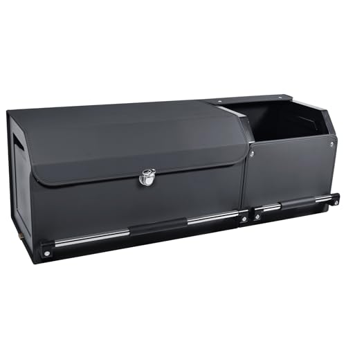 Car Trunk Organizer, Collapsible Leather Car Trunk Storage Organizer with Lid and Sturdy Handle Car Organizer and Storage for SUV, Truck, Sedan (Black, 36.2 x 11.4 x 12.2in) - color: Black, size: L (36.2" x 11.4" x 12.2")