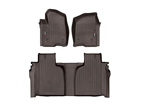 WeatherTech Custom Fit FloorLiners for GMC Sierra 1500 Limited, Silverado 2500HD/3500HD, Silverado 1500-1st & 2nd Row (471436-1-2), Cocoa - color: Cocoa