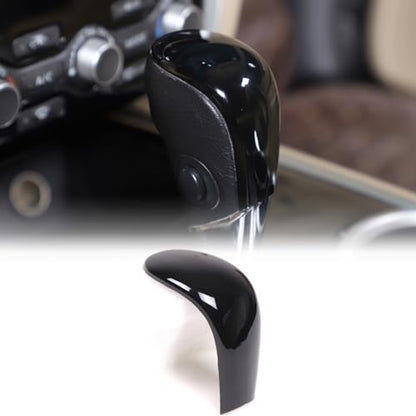 Gear Shifter Head Cover Compatible with Nissan Pathfinder 2013-2018, Center Console Gear Shift Knob Hand Brake Cover Decorative Protection Sticker Accessories(B Glossy Black)
