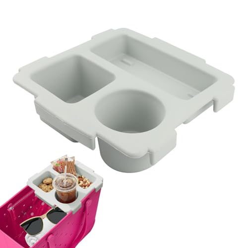 Topper Tray with Cup Holder for Bogg Bag X-Large, EVA Water-Resistant Organizer for Stan Cup, Phone & Snacks, Beach & Travel Accessory(COLOR:Grey) - color: Grey