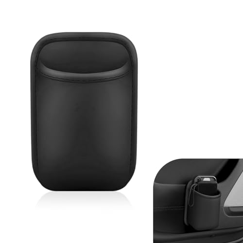 Large Car Door Cup Holder, Leather Waterproof Seat Side & Rear Hanging Water Bottle Holder with Elastic Clip, Universal Interior Organizer for Car, SUV, Trunk (Black) - color: Black