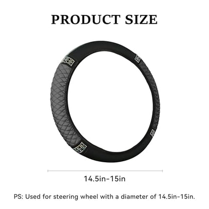 Bling Car Steering Wheel Cover, 15 Inch Rhinestones Soft Leather Elastic Steering Wheel Protector, Universal 15 Inch for Women Girls, Fit Vehicles, Sedans, SUVs, Vans, Trucks (Grey) - color: Grey