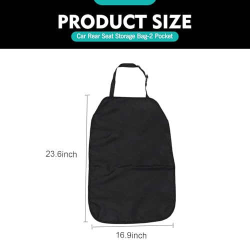 Back Seat Car Organizer, Waterproof Car Seat Cover, Kick Mats Back Seat Protector with 2 Storage Pockets, Universal Travel Accessories for SUVs, Minivans, Trucks (Black)